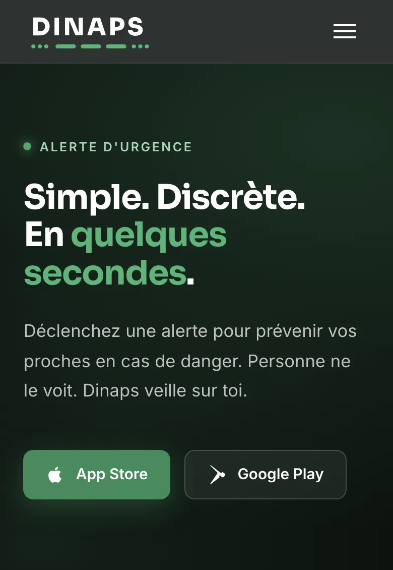 Site Dinaps sur mobile