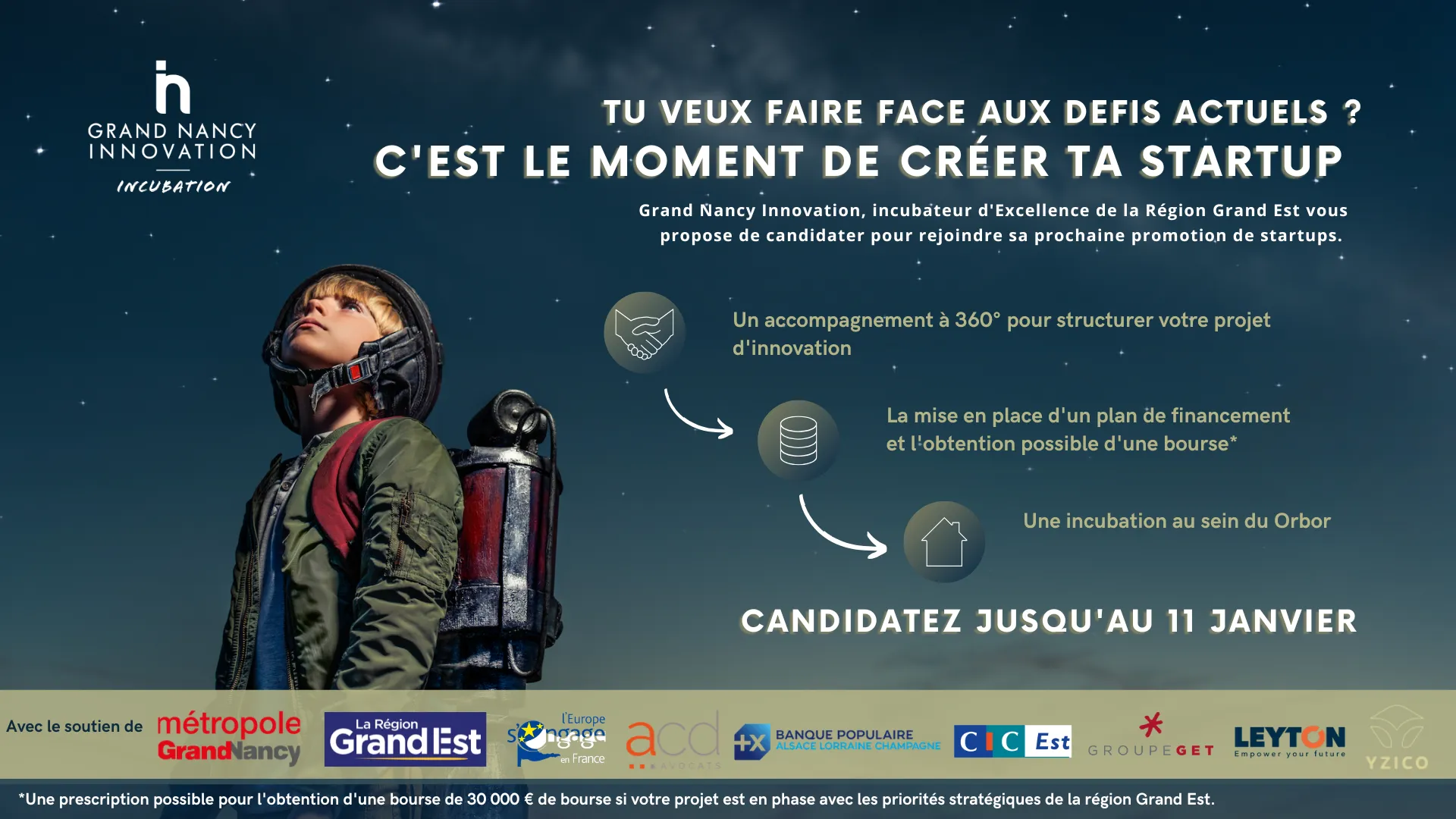 Visuel d'appel à candidatures de Grand Nancy Innovation